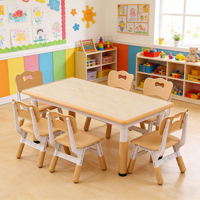 Meubles de classe pour maternelle, mobilier préscolaire Montessori en bois, bureau et chaise réglables en hauteur pour enfants, ensemble de bureau et chaise pour enfants