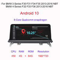 Reproductor de DVD para coche LCD con pantalla Android 13 DE 10,25 pulgadas para BMW Serie 3 F30/F31/F34/4 Serie F32/F33/F36 2013-2017 NBT Carplay inalámbrico