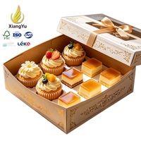Boîte à gâteau en papier kraft de qualité alimentaire imprimée sur mesure avec fenêtre transparente, finition mate, design portable pour cupcakes et desserts