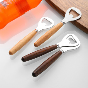 ที่เปิดขวดสแตนเลส ด้ามไม้ ดีไซน์แบน สำหรับใช้ในบ้านและบาร์ - Product Image 3