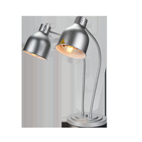 Lampe chauffante alimentaire 275W double tête électrique argentée pour buffet de fête, lampe de maintien au chaud pour présentation de pizzas avec tuyau et design pivotant