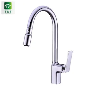 Modern Style Deck Mounted Single Hole Flexible Hose Sanitary Ware Kitchen Faucet Kitchen With Pull Down Sprayer