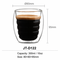 Tasse à café en verre à double paroi, intérieur ondulé, mug isolé en verre, tasse à thé en verre borosilicate résistant à la chaleur pour espresso et latte