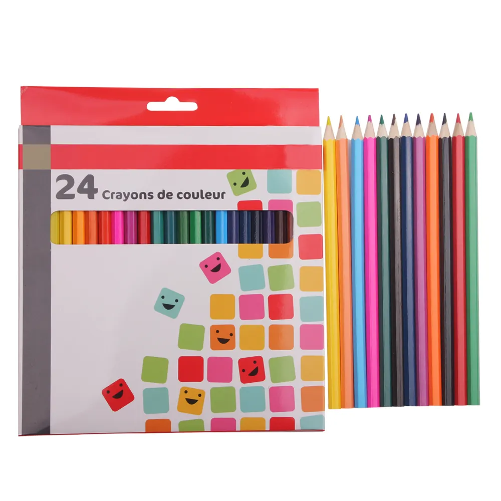7 дюймов индивидуальный дизайн мягкий чертежный карандаш 24 цвета Набор цветных карандашей 24 упаковки