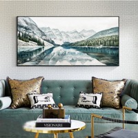 Peinture sur toile de paysage naturel abstrait texturé 3D fait à la main à l'huile encadrée pour la décoration du salon, montagne enneigée