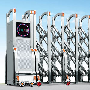 Portail coulissant pliant industriel manuel en acier inoxydable, portail d'entrée télescopique électrique rétractable pour allée - Product Image 5