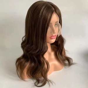 Parrucche Lunghe Ondulate Marrone Scuro in <span class=keywords><strong>Capelli</strong></span> Umani 1x4 con Parte a V Centrale per Donne Nere, <span class=keywords><strong>Capelli</strong></span> Vergini Marrone <span class=keywords><strong>Caramello</strong></span> Senza Colla con Clip Regolabili - Product Image 5
