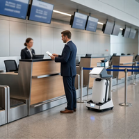 Chariot de bagages autonome à suivi automatique avec IA, écran tactile LCD 14 pouces, design sur pied pour utilisation à l'aéroport