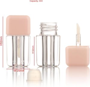 Tube de brillant à lèvres carré à coins arrondis en ABS, blanc et rose, avec grand applicateur, 6g, sérigraphie pour correcteur liquide – Grande Vente - Product Image 3