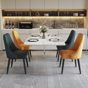 Italian Minimalist Rectangular Acrylic <b>Dining</b> <b>Table</b> Stone Slab Top Modern Combination Stable Design For <b>Dining</b> Room - Product Image 2