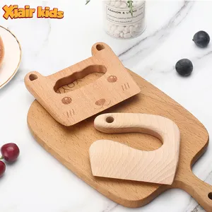 Xiair 나무 커터 어린이 야채 과일 커터 실제 요리 귀여운 모양 몬테소리 어린이 주방 도구 안전 장난감