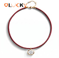 Collier ras-de-cou tressé en or plaqué 18 carats avec zircon cubique ovale style bohème LUCKYJIU pour femme