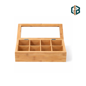 Boîte de rangement pour sachets de thé en bambou personnalisée avec couvercle, organiseur de dosettes de café à 8 compartiments, tiroir pour cuisine, bureau, vente en gros, écologique - Product Image 3