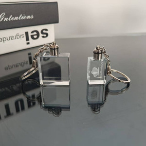 Wholesale 35*35*15MM K9 Crystal Keychains LED Light <b>Customized</b> Laser Engraving Crystal <b>Key</b> Ring for Xtool F2 UV - Product Image 4
