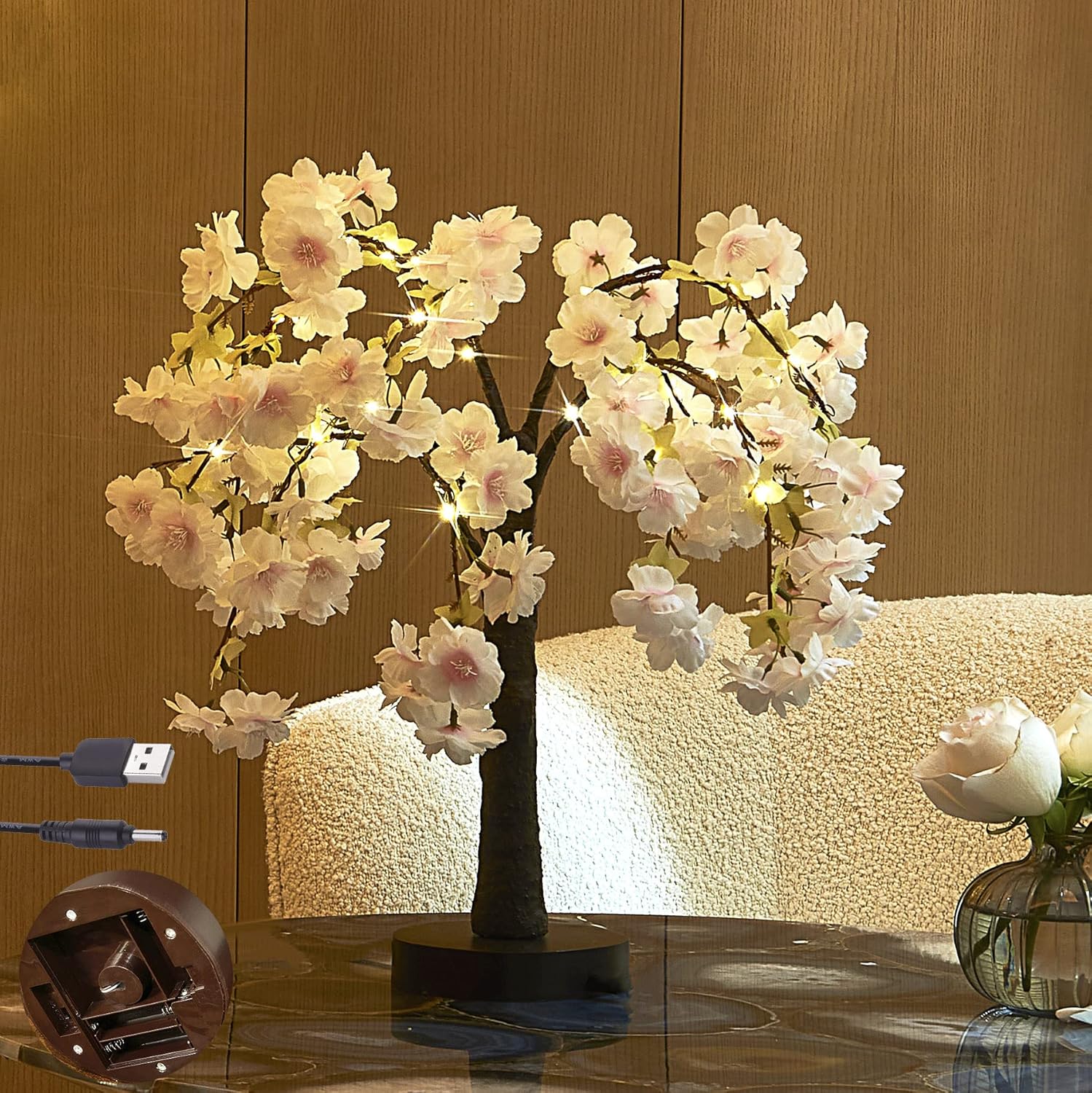 Set Of 2 Lighted Cherry Blossom Tree - 48 LED 16 Color-Changing 4 Modes Plug - View #12