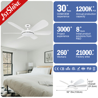 1stshine ventilateur de plafond led 52 pouces moteur cc économie d'énergie 6 pales ABS ventilateur de plafond led moderne avec télécommande