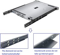 适用于戴尔康柏惠普IBM APC 16.5-29.5英寸可调网络/影音/信息技术设备的1U通用4柱机架安装服务器搁板导轨