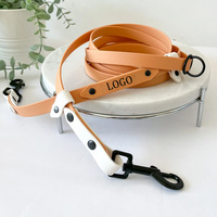 Laisse double pour chien avec logo personnalisé, de luxe, durable, bicolore, réglable, imperméable, en PVC enduit, à libération rapide, avec rivets