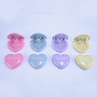 Coloré rose bleu violet jaune vide blush emballage cosmétique compact boîtier en plastique forme de coeur