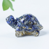 Petite tortue mignonne en résine de quartz naturel transparent, décoration créative de bureau, ornement artisanal, centre de table de voiture, boîte cadeau