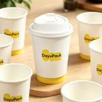 Gobelet à café jetable en papier kraft biodégradable et écologique personnalisable avec revêtement à base d'eau pour boissons chaudes/froides et couvercle