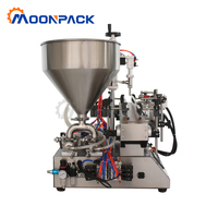 Machine de remplissage Moonpack TFM-120G-2, remplissage de liquides, de pâtes, d'eau, de jus, de sauces, pneumatique, de table, pour bouteilles et canettes