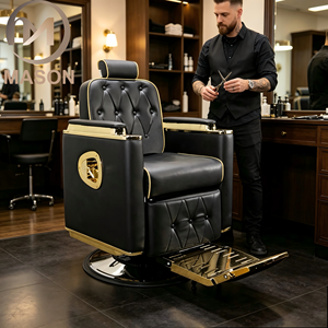 Sillas de Barbería Portátiles Reclinables de Aluminio de Diseño Moderno Meitao, Color Negro, para Salón de Belleza - Product Image 1