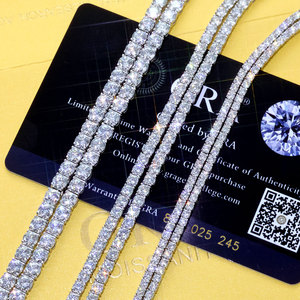 สร้อยคอเทนนิสโมอิสซาไนต์เกรดพรีเมียม รับรองโดย GRA เงินแท้ 925 สไตล์ฮิปฮอป ประดับเพชร  ผ่านการทดสอบเพชร - Product Image 2