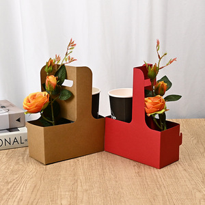 Boîte à fleurs à <span class=keywords><strong>café</strong></span> en papier kraft, boîtes d'emballage à emporter pour thé au lait et <span class=keywords><strong>café</strong></span> - Product Image 3
