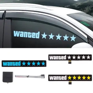 Windshield Electric 5 Stars Wanted Car LED Sign Light Up Window Stickers JDM Glow Panel