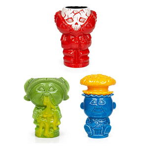 Bar fête forme personnalisée conception porcelaine Tiki tasse ensembles de tasses peinture à la main 4 Pack mini céramique grès Tiki verres à liqueur - Product Image 4