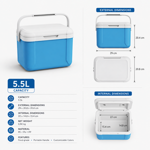 Glacière isotherme 5,5 L en PE, PP et polyuréthane, portable pour voiture, camping, barbecue, vente ambulante, pique-niques, maintien de la glace 24-48 heures - Product Image 4