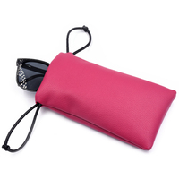 Pochette en cuir souple pour lunettes, sac d'emballage personnalisé avec logo, étui à lunettes en cuir PU avec cordon de serrage