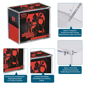 Boîte à figurines magnétiques en acrylique moderne pour cartes de jeu Pokémon Vitrine transparente anti-poussière Boîte aveugle empilable Mallette de rangement - Product Image 3