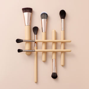 Pinceau de maquillage en gros Pinceau de maquillage <span class=keywords><strong>couleur</strong></span> <span class=keywords><strong>caramel</strong></span> usine OEM/ODM manche beige virole en <span class=keywords><strong>cuivre</strong></span> Pinceau de maquillage en poils de chèvre naturels 13 pièces - Product Image 4