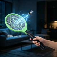 Raquette anti-moustiques électrique rechargeable haute tension à 3 couches avec filet de sécurité, écologique, pour la maison, vente en gros