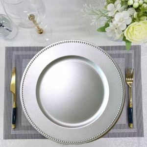 Assiettes de présentation classiques plaquées or avec perles, design mariage, pour événements de mariage, assiette de présentation perlée dorée - Product Image 2