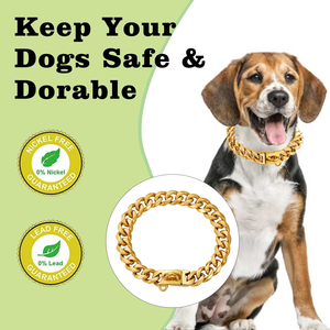 Juego de Placas de Identificación Personalizadas de Lujo para Perros, con Diseño a Cuadros, Collar American Pitbull Cuban Link, Cierre de Hebilla, Acero Inoxidable, Oro Rosa - Product Image 5