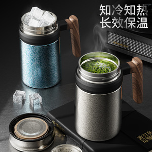 แก้วเก็บความร้อนไทเทเนียมพร้อมที่กรองชา สำหรับใช้ในสำนักงาน สีเงินคริสตัล - Product Image 4