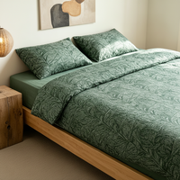 Parure de lit super king size imprimé feuilles de jungle tropicales moderne, respirante, été, écologique, 100% coton à fibres longues 400T