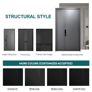 Porte d'entrée en alliage d'aluminium et verre Zekin Security, moderne, finition élégante, coupe-vent, pour villa, personnalisable, en promotion - Product Image 3