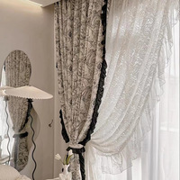 Nouveaux rideaux vintage Français Chenille Jacquard, Maurice Noir et blanc n ombrage chambre salon