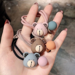 Lindas Bandas Elásticas para el Cabello con Diseño de Cabeza de Oso para Niñas, Uso Diario, Colores Variados, Resina Plástica, Adorno para el Cabello - Product Image 4