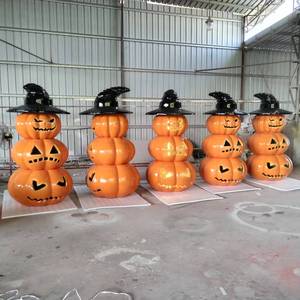 Grande sculpture de citrouille géante en fibre de verre pour affichage commercial extérieur, décoration de Jack-o'-lantern, ensemble de décoration de ferme de citrouilles d'Halloween pour centre commercial - Product Image 6