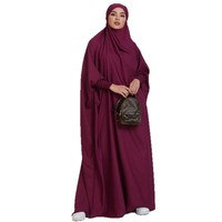 Abaya modeste bleu clair pour femmes musulmanes avec poignets texturés Hijab intégré Robe islamique élégante et décontractée