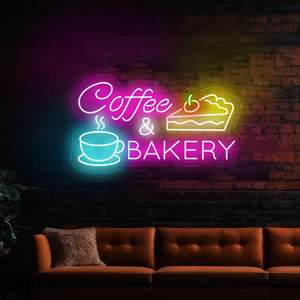 Enseigne au néon <span class=keywords><strong>Café</strong></span> & Pâtisserie, néon Latte Art, enseignes au néon pour bar, décoration murale, LED pour cafés, cuisines et bars à petit-déjeuner - Product Image 3