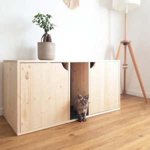 Modern Double-Litter-Box Cabinet Dual <strong>Cat</strong> Furniture Hide Litter Protective Enclosure for <strong>Cat</strong> Litter <strong>Cupboard</strong> - Product Image 1