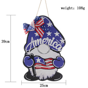 Decorazione da appendere alla porta per il 4 luglio, gnomi patriottici con bandiera americana e fiocco per la festa dell'Indipendenza - Product Image 6