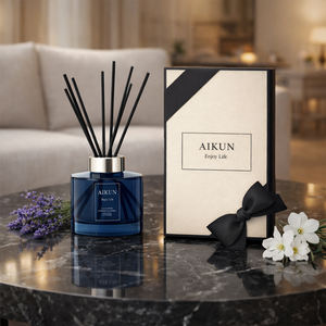 Aikun OEM ODM Wholesale <b>Reed</b> <b>Diffuser</b> Flameless Aromatherapy Glass <b>Bottle</b> Natural Essential Oil Long Lasting Home Fragrance - Product Image 1