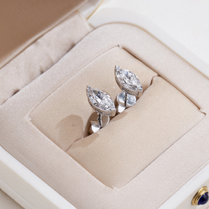 Boucles d'oreilles en or blanc 9 carats avec diamants marquise Messi Jewelry MSE-899 pour femmes - Product Image 3